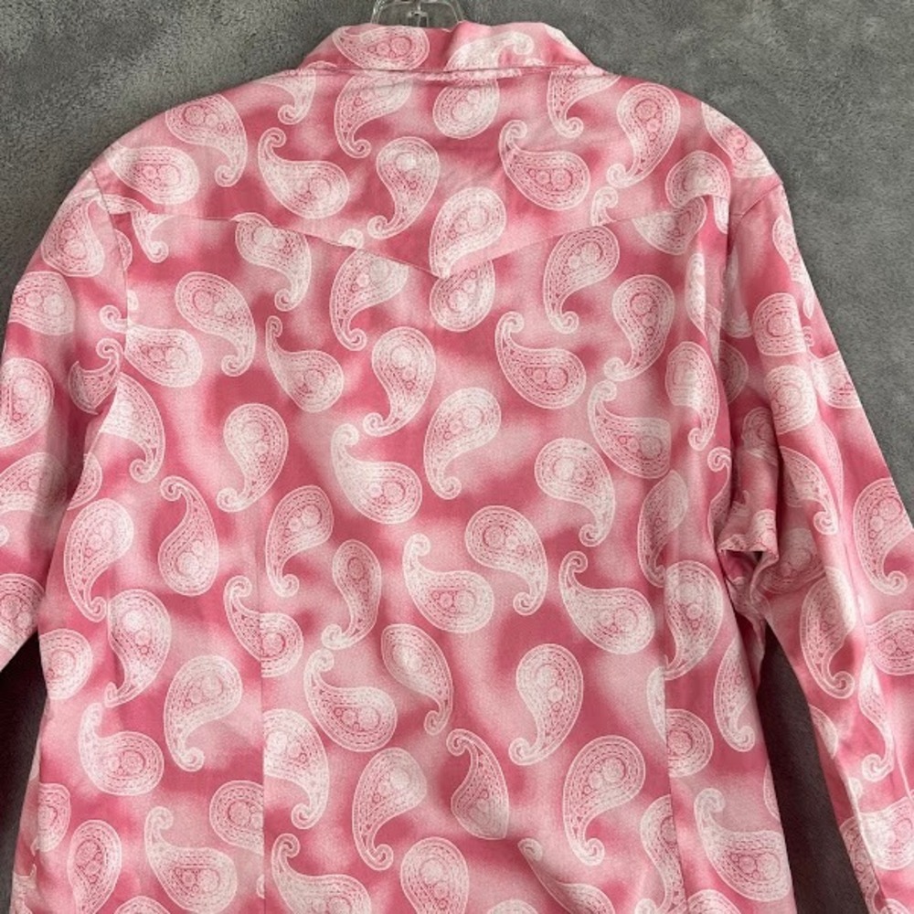 Wrangler Western Pink Paisley Diamond Snap Button Up Shirt Womens XL - Picture 4 of 9